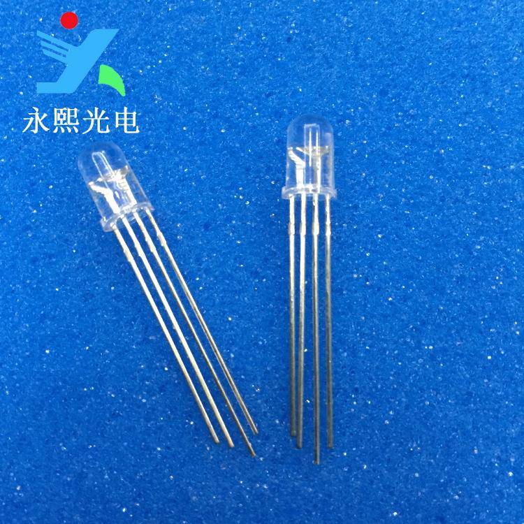 5MM透明直插led灯珠发光二极管f5共阳全彩RGB灯珠