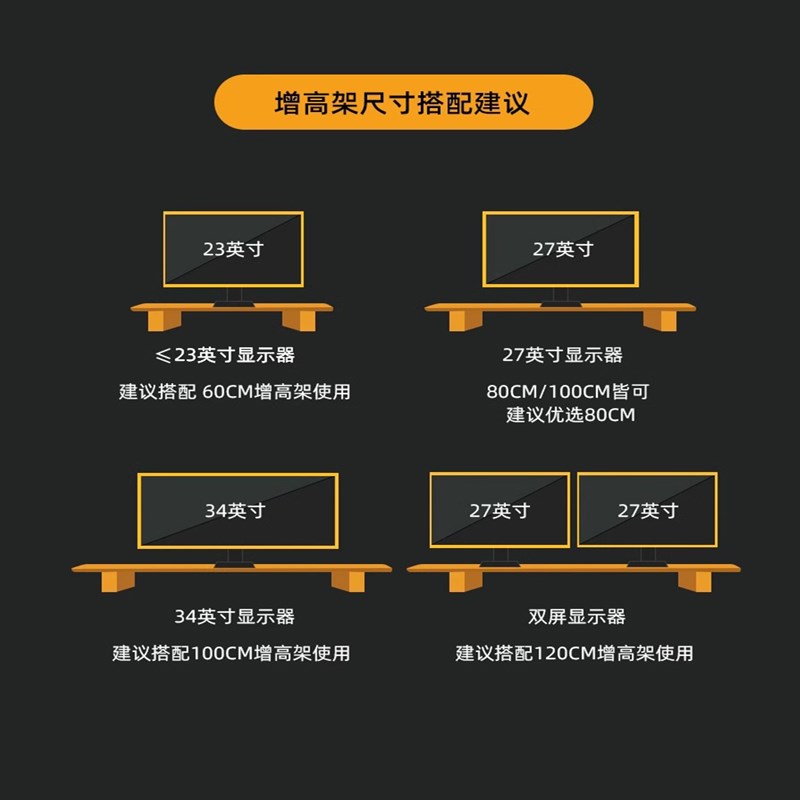 三梦台式电脑显示器增高架办公桌置物架桌面收纳架笔记本实木支架