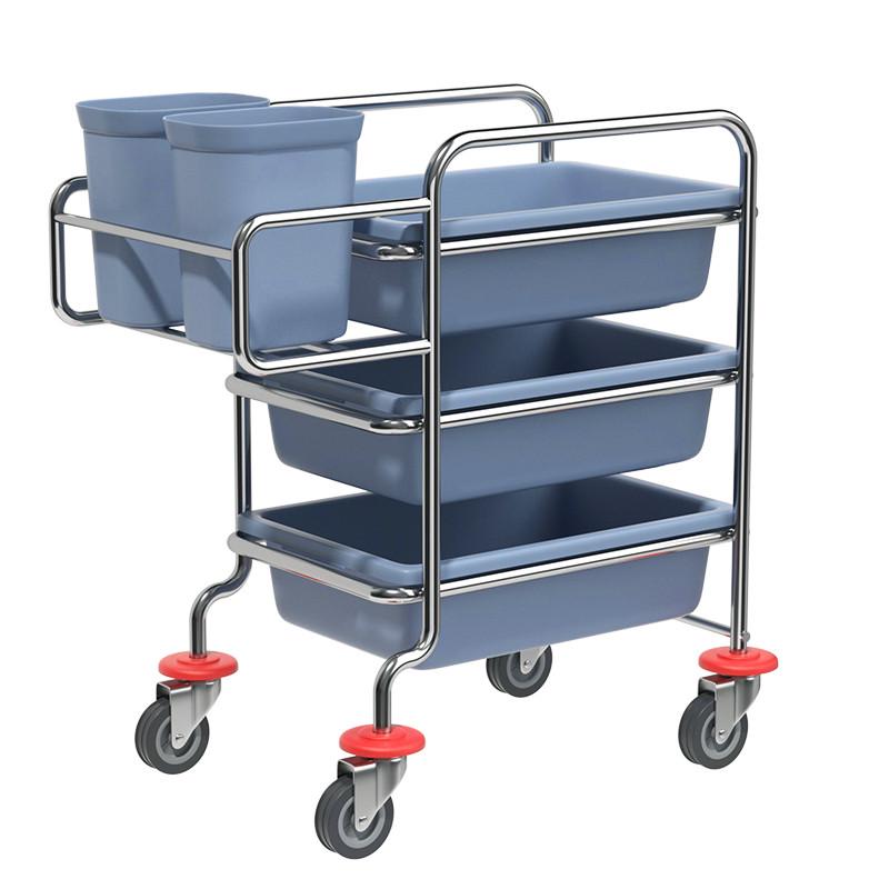 酒店餐厅食堂小推车餐车不锈钢手推餐盘车车饭店三层餐具收碗收集