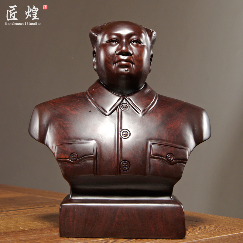 黑檀木雕毛泽东头像毛主席半身像摆件实木家居领导办公装饰工艺品