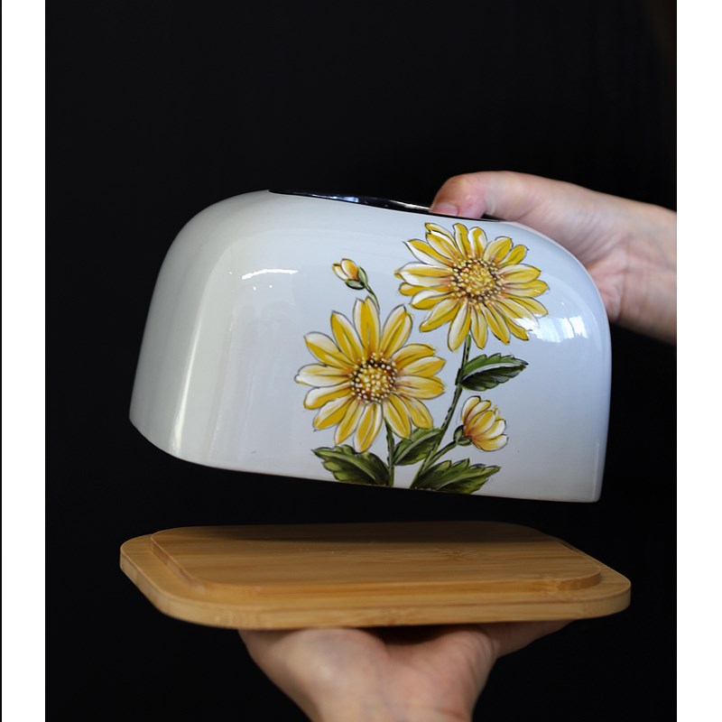 芙菡居品 向阳花开 陶瓷纸巾盒客厅玄关餐桌摆件抽纸盒送礼好物