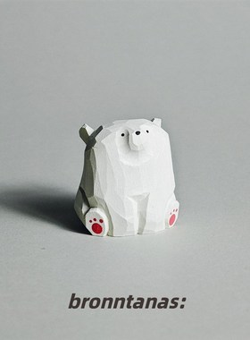 走 带你a去北极看极光 手工木雕动物北极熊桌面摆件创意礼物生日