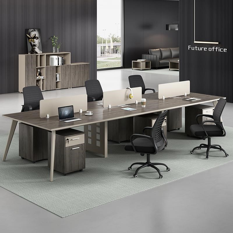 约现代职员办公6桌四人EFY位办简公室24 工位电职脑桌员办公桌椅