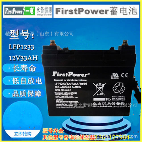 FirstPower一电蓄电池LFP1233直流屏12V33AH通讯机柜储能电源