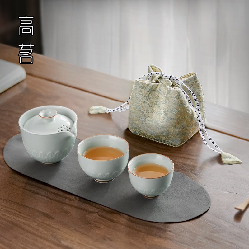 便携式旅行茶具莲瓣快客杯套装2025新款一壶二杯户外泡茶外出茶杯