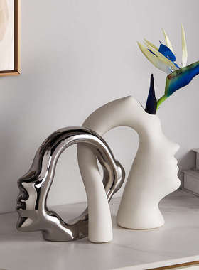 艺术摆件家居饰品治愈小物件现代简约创意陶瓷花瓶卧室客厅装饰