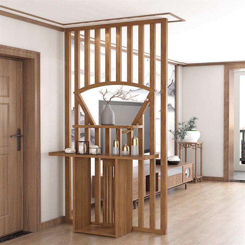 小户型中式新家用格栅原木屏风座禅意民隔断实木屏镂空客厅宿