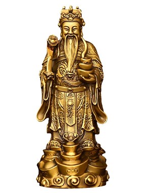 铜财神爷摆件家居供奉元宝文财神门店站财神爷商务礼品小号财神爷