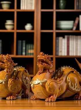纯铜旺财招财镇宅霸王貔貅摆件客厅老板办公室书柜装饰开业礼品