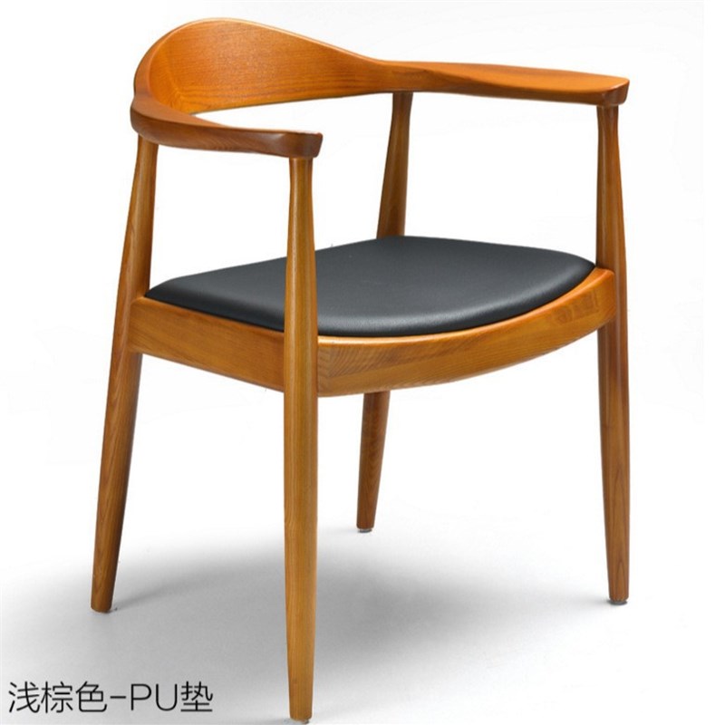 北欧实木餐椅肯尼迪总统椅白蜡木广岛椅餐厅会议洽谈简约靠背椅子