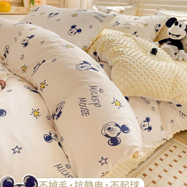 冬天豆豆绒保暖被套单件200x230儿童单人牛奶珊瑚绒被罩1.5米被单