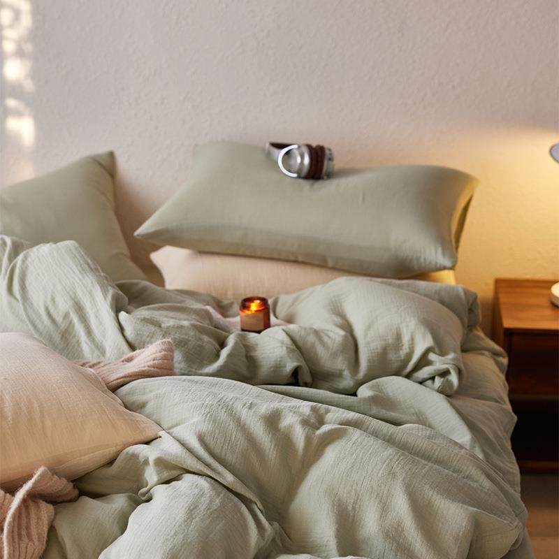 简约全棉双层皱皱纱床上四件套A类母婴级纯棉床单床笠被套三件套,机械设备,其他机械设备,淘宝优惠券,粉丝福利购,淘宝优惠卷