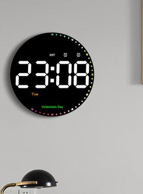 数字电子钟万年历挂钟客厅简约装饰led时钟炫彩灵动钟表挂墙6635