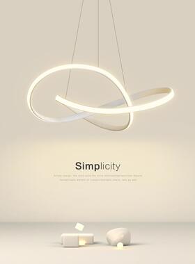 餐厅吊灯简约现代家用卧室灯具网红餐桌饭厅吧台圆环形极简led灯