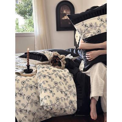 奥菲莉亚韩式法式复古浪漫全棉四季100长绒棉四件套