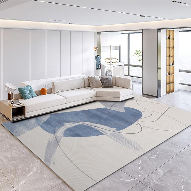 现代简约轻奢客厅地毯沙发茶几高端地毯意式极简家用卧室蓝色毯