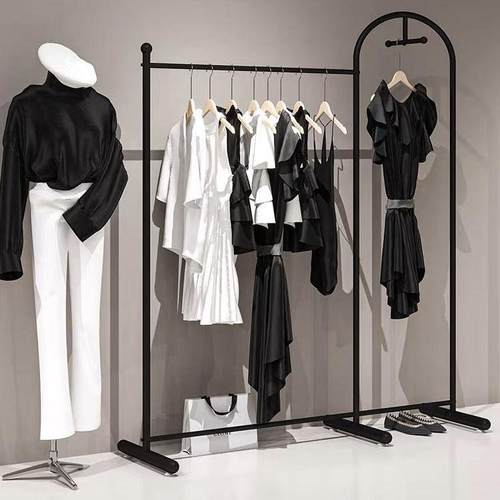 服装店专用展示架落地式衣服陈列架子男女装店正挂货架展示架黑色