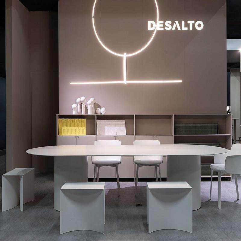 实木大型长桌椭圆形会议桌简约办公桌工作台轻奢创意设计师洽谈桌