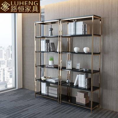 轻奢简约现代书架办公文件多层置物架博古架多宝阁不锈钢烤漆货架