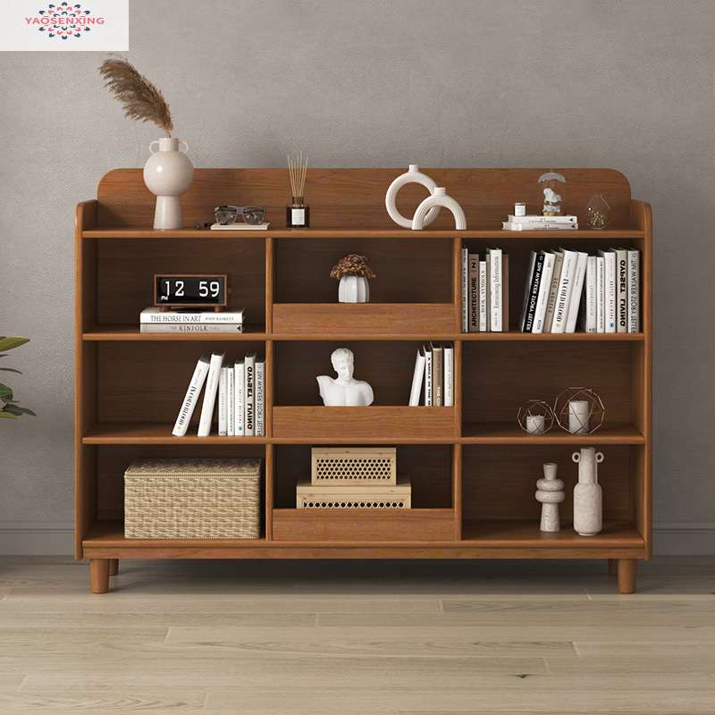 书架实木置物架落地客厅书柜家用多层收纳简易儿童储物柜组合学生