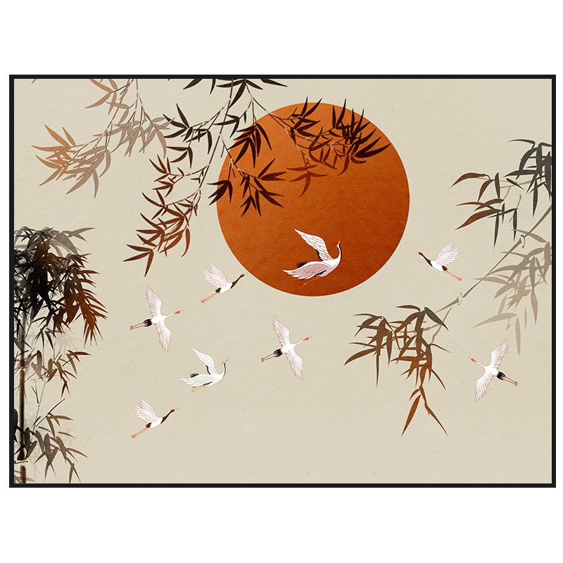 新中式电表箱装饰画餐厅配电箱电闸箱遮挡开关盒禅意国风挂画壁画