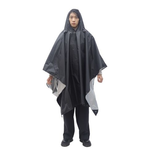 外贸款多功能三合一斗篷雨衣成人户外连体雨披210T涤塔夫PU涂层