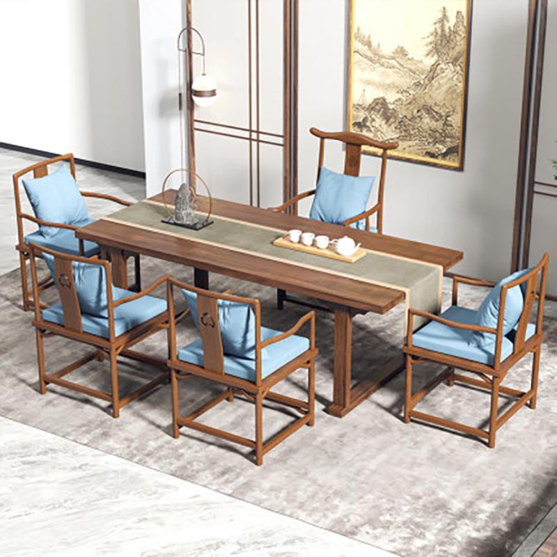 新中式简约大板家用全实木茶桌仿古办公室茶桌椅组合茶馆茶台会客