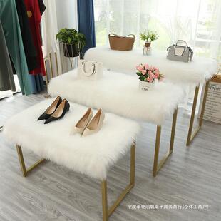 长毛绒地毯服装店橱窗展台毛毛装饰毯桌柜面流水台白色仿羊毛垫子