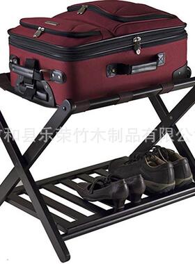 黑色行李架家用楠竹折叠卧室收纳架出口双层行李置物架旅行收纳