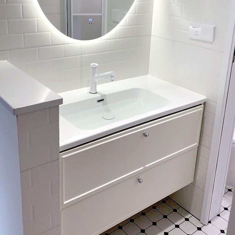 法式实木浴室柜组合可定尺寸陶瓷一体盆卫生间奶油风洗手洗漱台盆