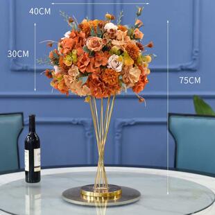 高档电镀铁艺花器桌花酒店婚礼主桌花橱窗KTV装饰假花桌面摆件花