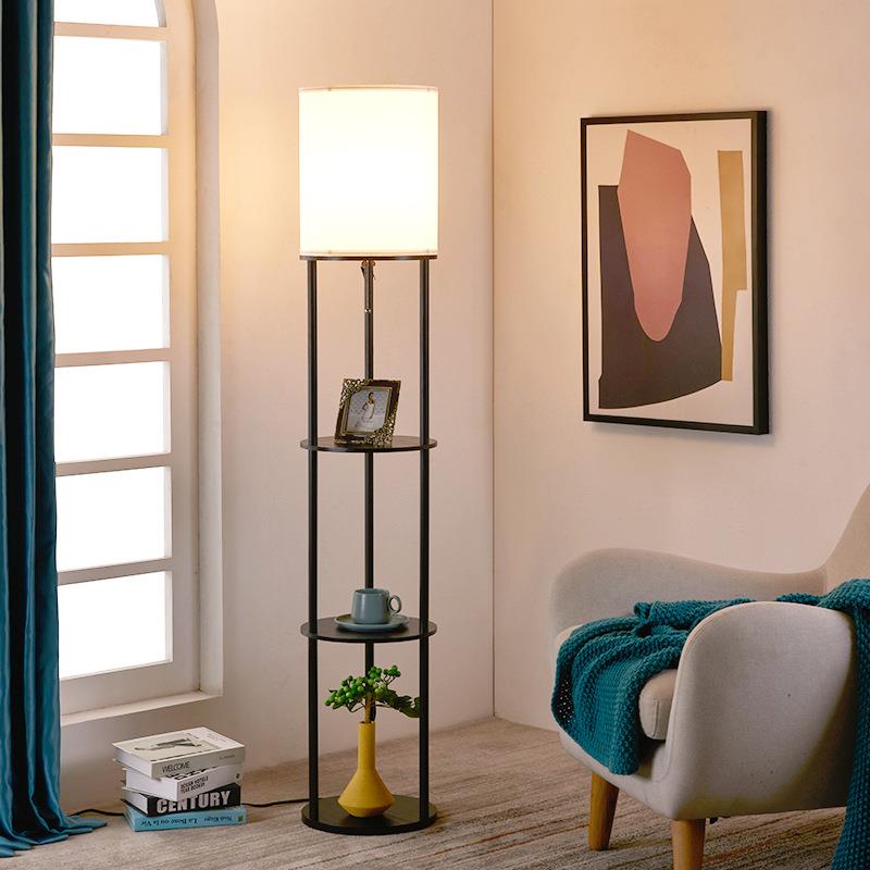 落地灯客厅卧室书房日新中式简约现代置物灯架沙发边角几设计