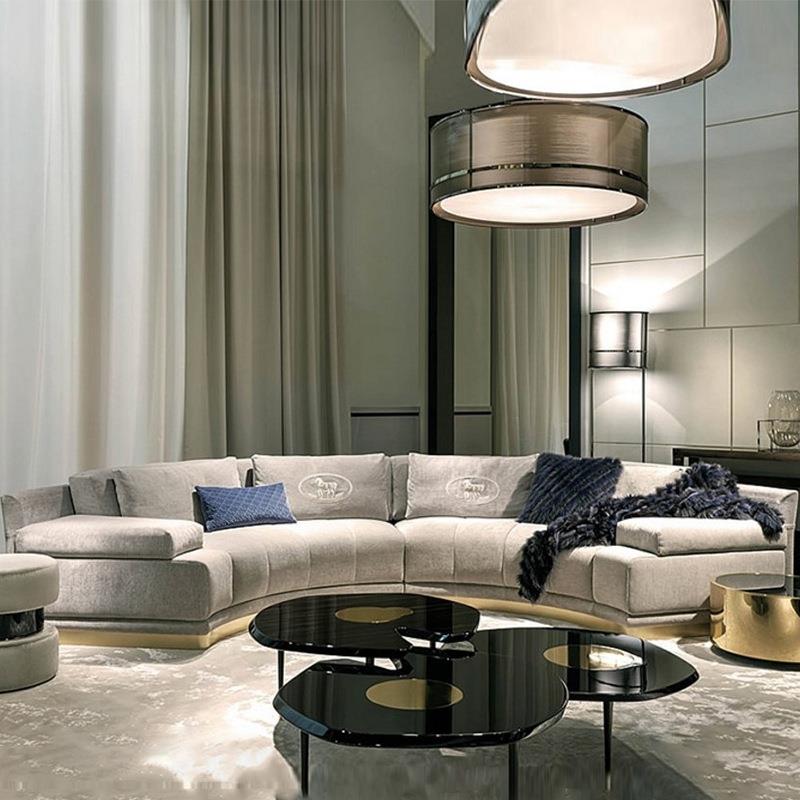 FEND意式弧形科技布极简别墅大户型设计师异形转角baxter羽绒沙发