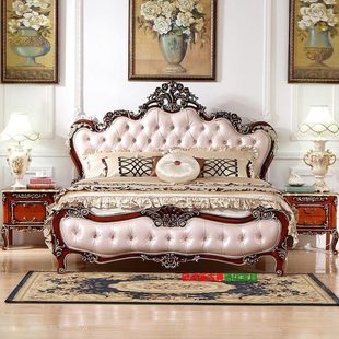 輕奢全實木大床臥室酒店高端別墅1.8雙人雕花樣板房床 婚床歐式