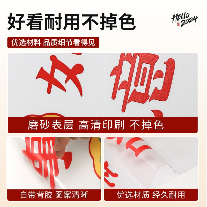 2025年新年窗户装饰静电贴蛇年创意文字贴画过年橱窗福字窗花贴纸图片