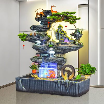 鱼池桥办公假山玄关摆件流水喷泉大厅别墅软装小大型造景庭院茶室