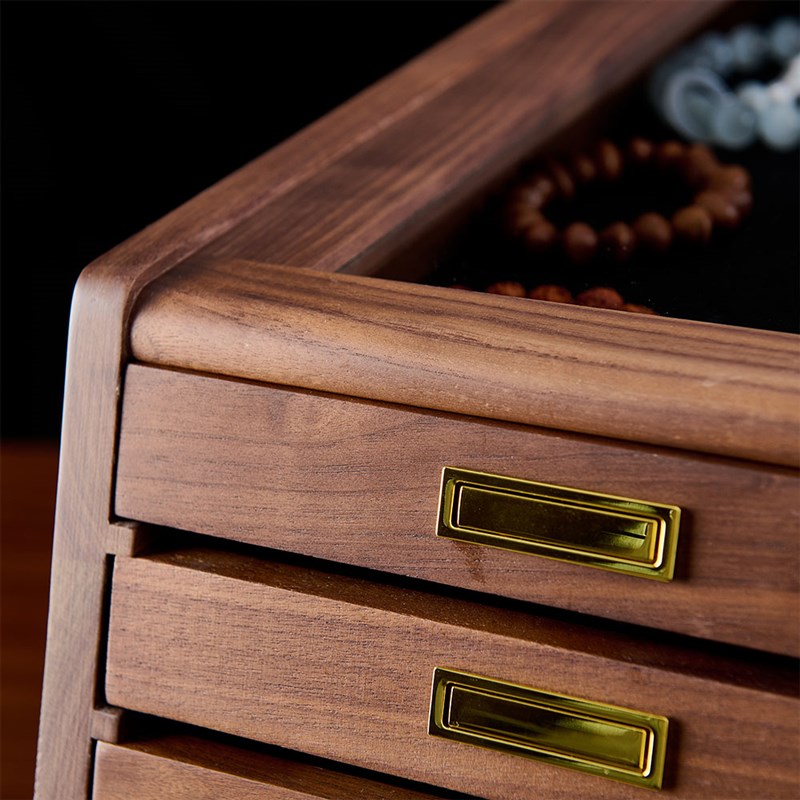 5o大人G牌北美黑胡桃木实木收纳柜防尘文玩珠宝首饰家用大容量