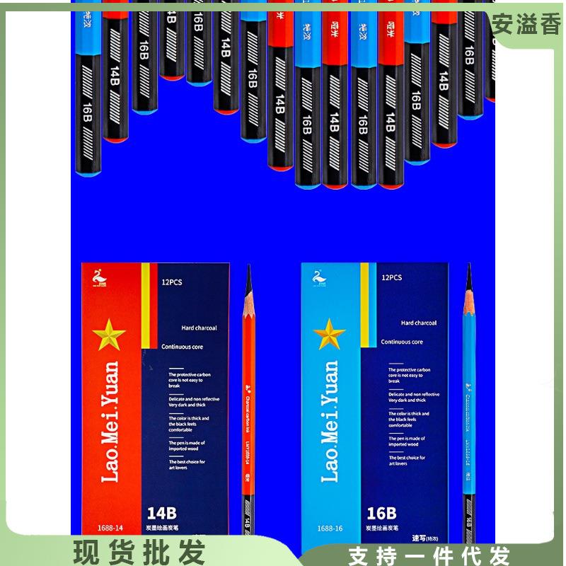 新款速写哑光14B特浓16B老美院绘画炭笔美术生用l软中硬炭笔2024