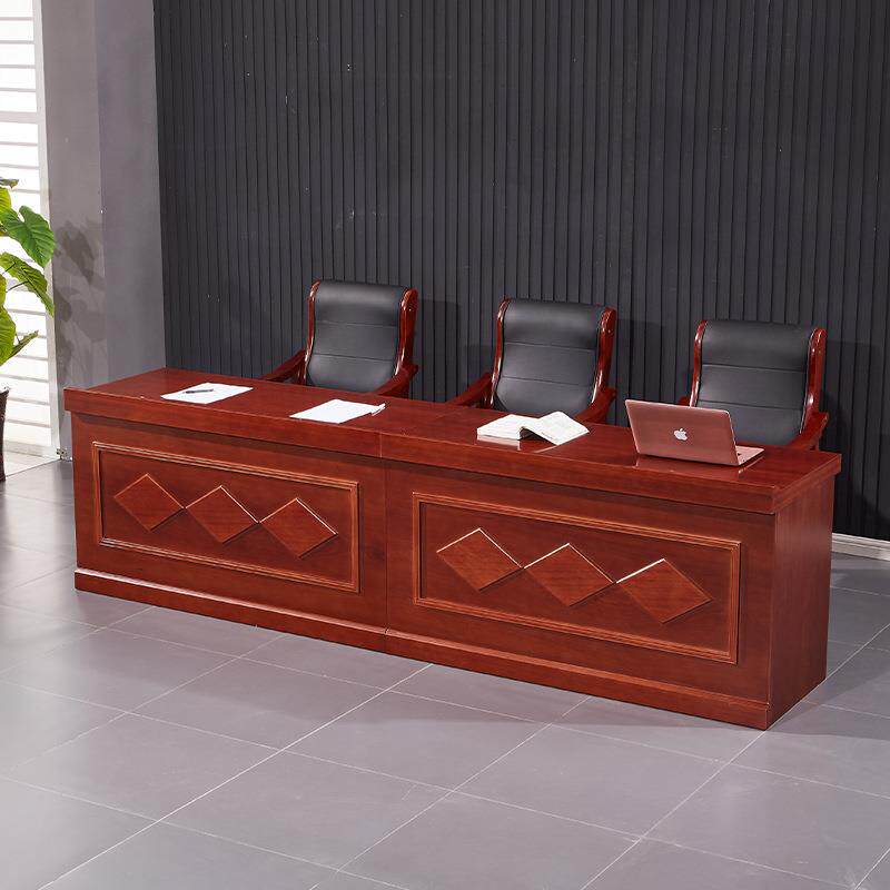 中式油漆会议长条桌贴胡桃木皮双人会议桌条桌三人听众桌商务