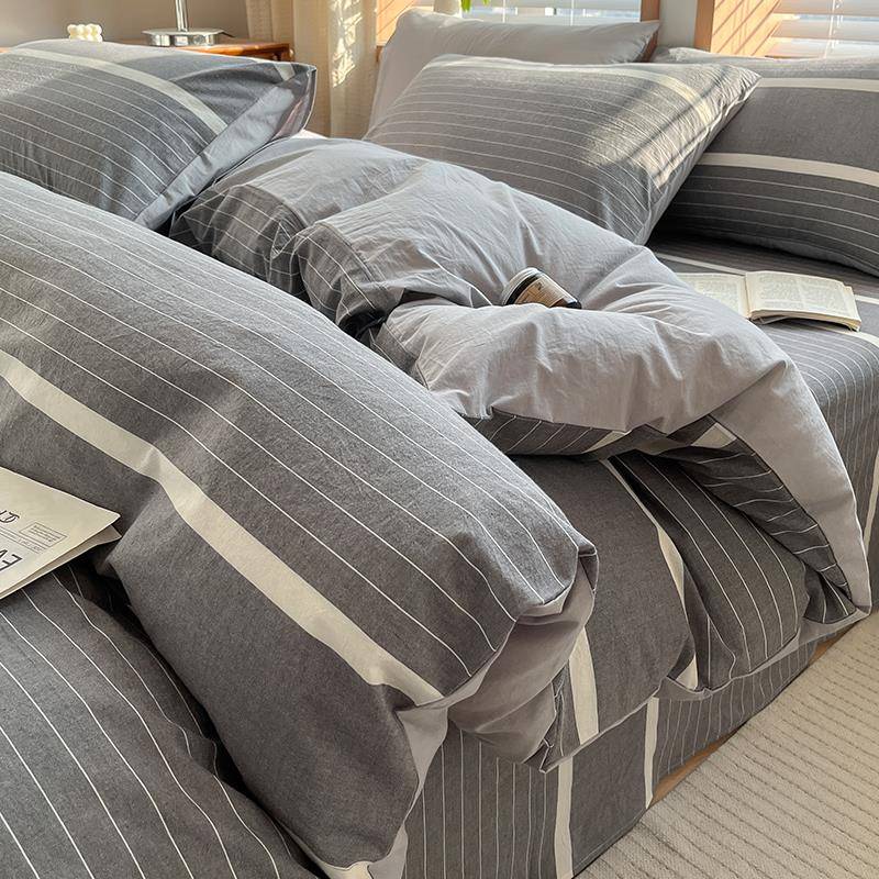 A类全棉水洗棉床上四件套纯棉2024新款四季通用被套床单人三件套3