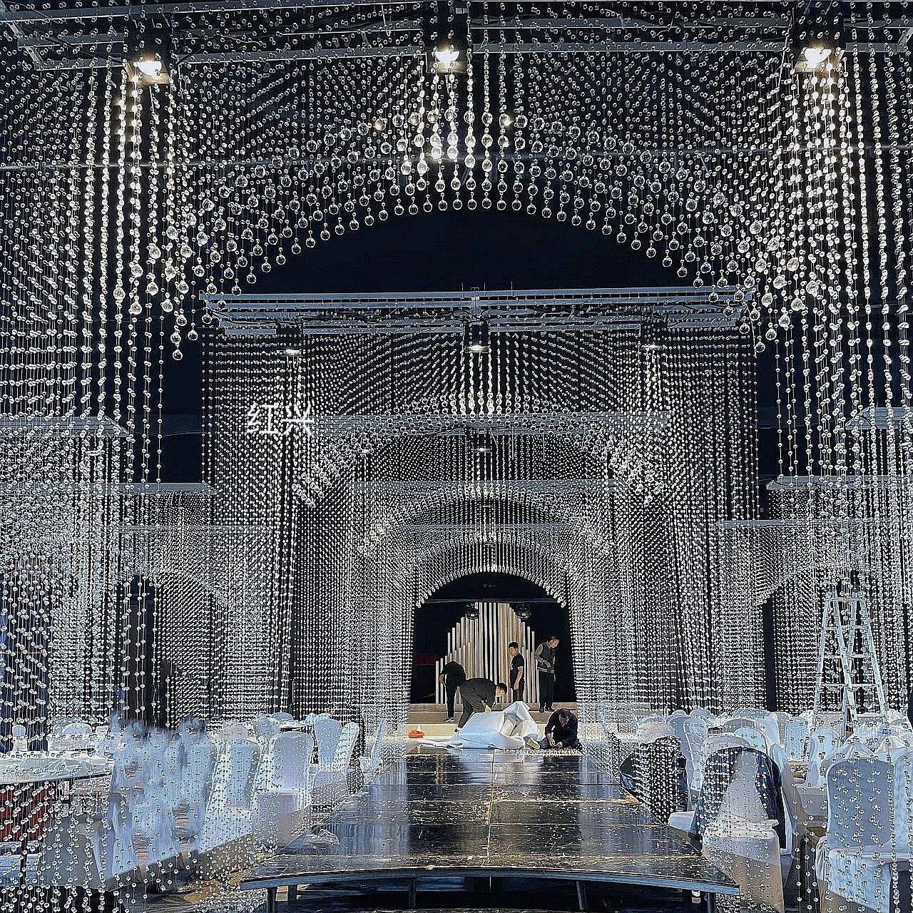 韩式拱形拱门水晶珠帘菠萝珠婚庆道具串珠线帘婚礼吊顶装饰隔断帘