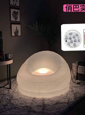 PVC充气发光LED沙发单人躺椅户外便携懒人沙发遥控休闲凳椅