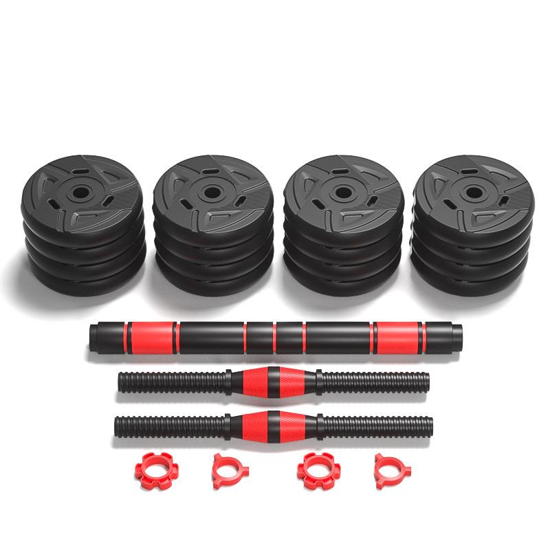 直销PVC包胶哑铃健身家用20/30公斤啞鈴锻炼器材可调节亚玲