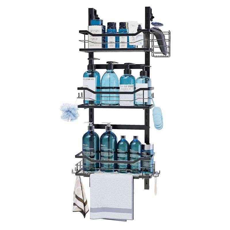浴室收纳架多层门后挂篮壁挂式整理用具可调节卫生间置物架
