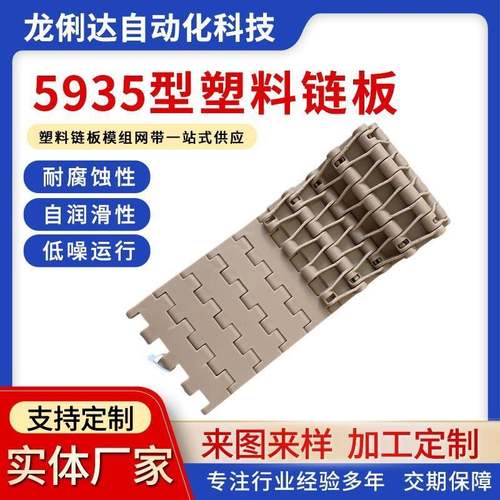 5935节距19.05输送网链果蔬清洗塑料链板传送设备挡板流水传动带