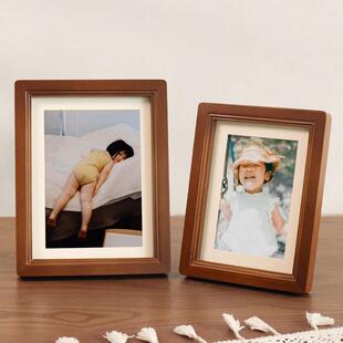 高级感实木相框摆台6寸a4a3卡纸影楼摄影作品装裱创意圆角相框