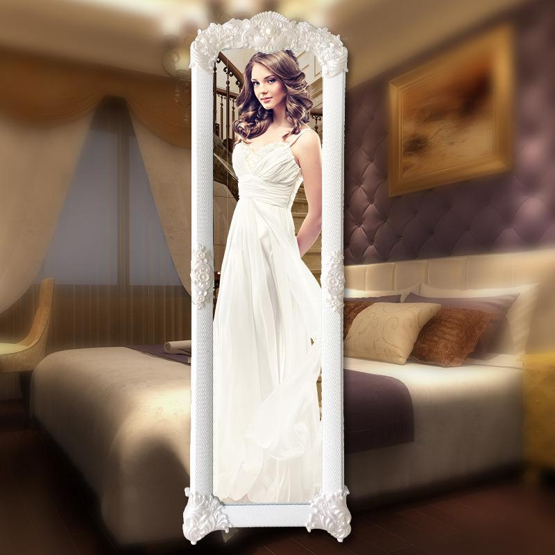 穿衣镜亚克力刻花亚克雕花衣镜树脂欧式穿衣落地金色北欧拱形镜子