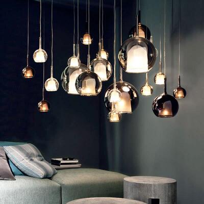 意大利PENTAGLO餐厅吊灯北欧现代简约创意吧台卧室床头玻璃小吊灯
