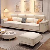 奶油风布艺沙发客厅小户型直排简约现代新款 真皮三人位家用沙发