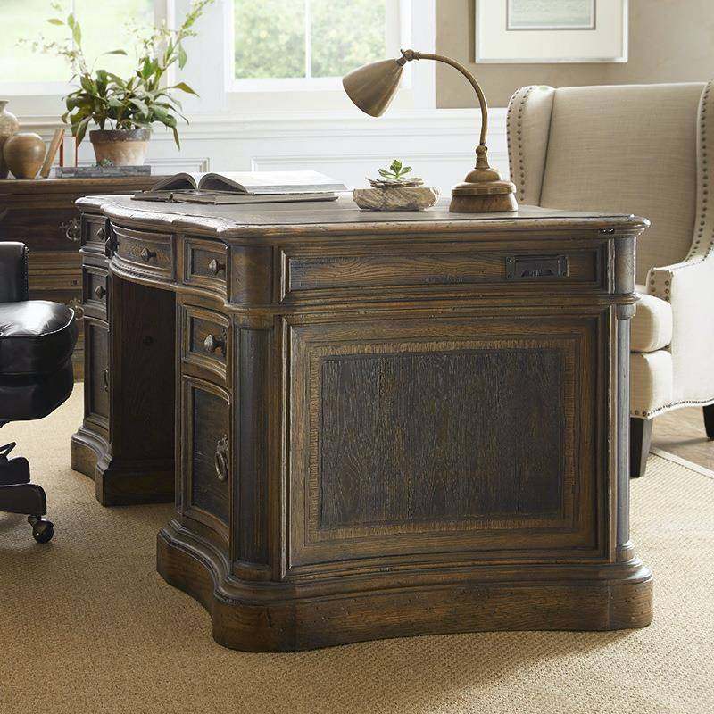 美式复古高端实木书桌办公桌欧式做旧书房电脑桌会议桌写字台